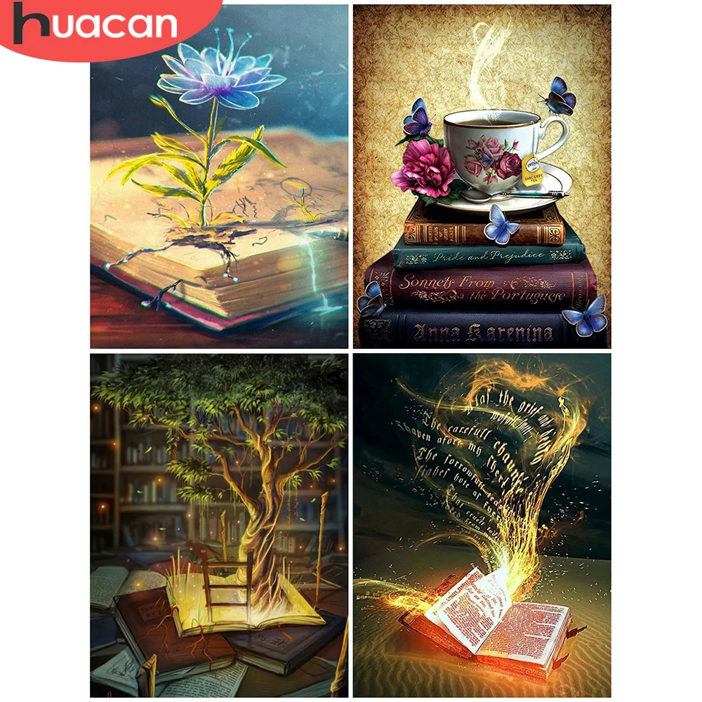 Алмазная 5D живопись HUACAN сделай сам книга полная выкладка Круглая Мозаика пейзаж