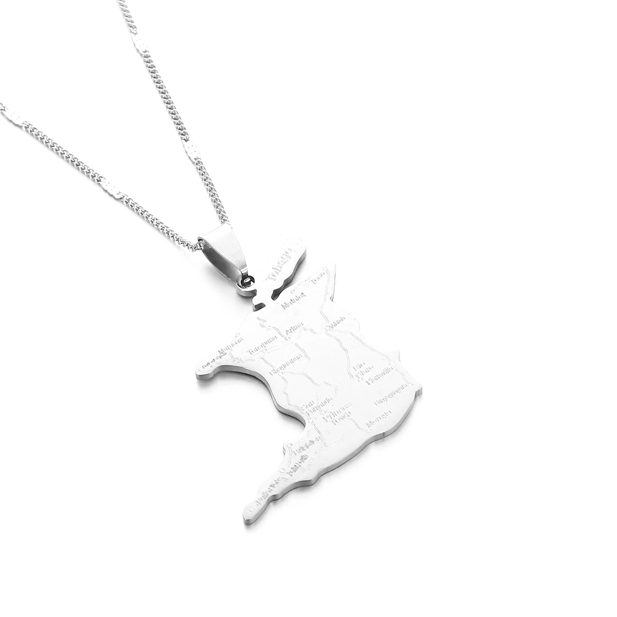 Gold Color Stainless Steel Trinidad And Tobago Map Pendant Necklace For Women Men Girls Silver Neck Chain Jewelry 3