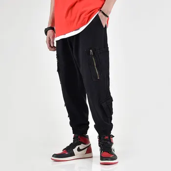 

Japanese Style Fashion Men Jeans Loose Fit Multi Pockets Cargo Pants Black Khaki Gray Color Hip Hop Jeans Men Joggers Pants