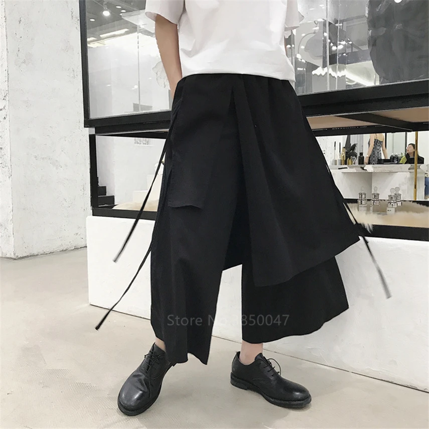 Японские шаровары мужские винтажные свободные джоггеры брюки Haori Cross Pants широкие