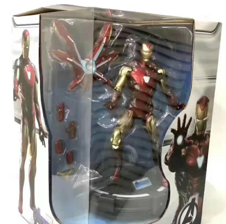 Marvel Мстители 4 эндигра Железный человек Фигурка Железный человек Mk85 со светлой базой Милая модель игрушки лучший подарок для ребенка Рождественская игрушка