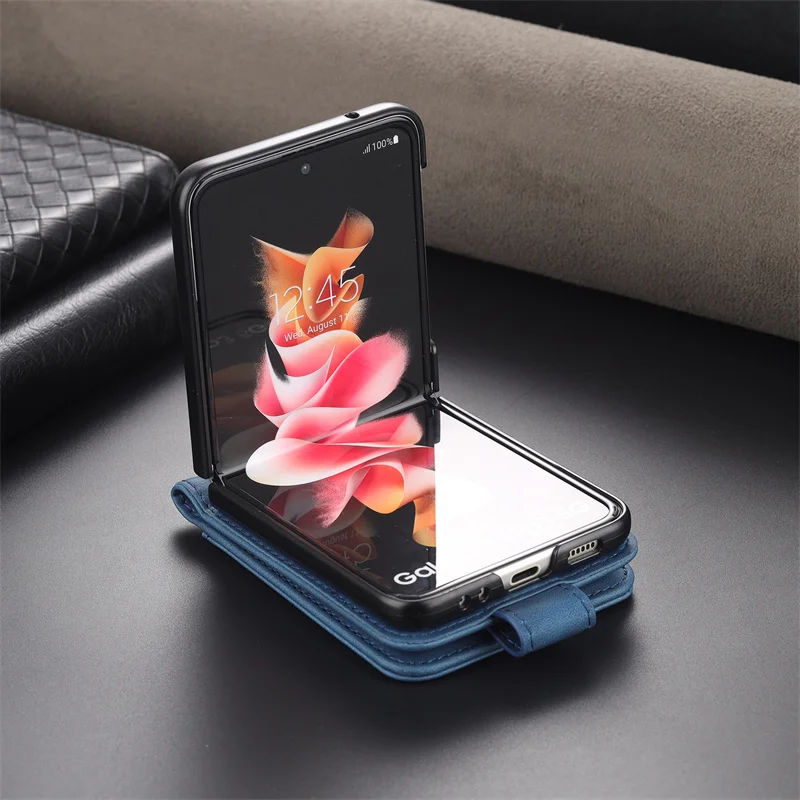 For Samsung Galaxy Z Flip3 ZFlip3 ZFlip 3 Z Flip 3 5G Case Stand Wallet Capa Leather Folding Shockproof Protective Phone Cover samsung silicone case