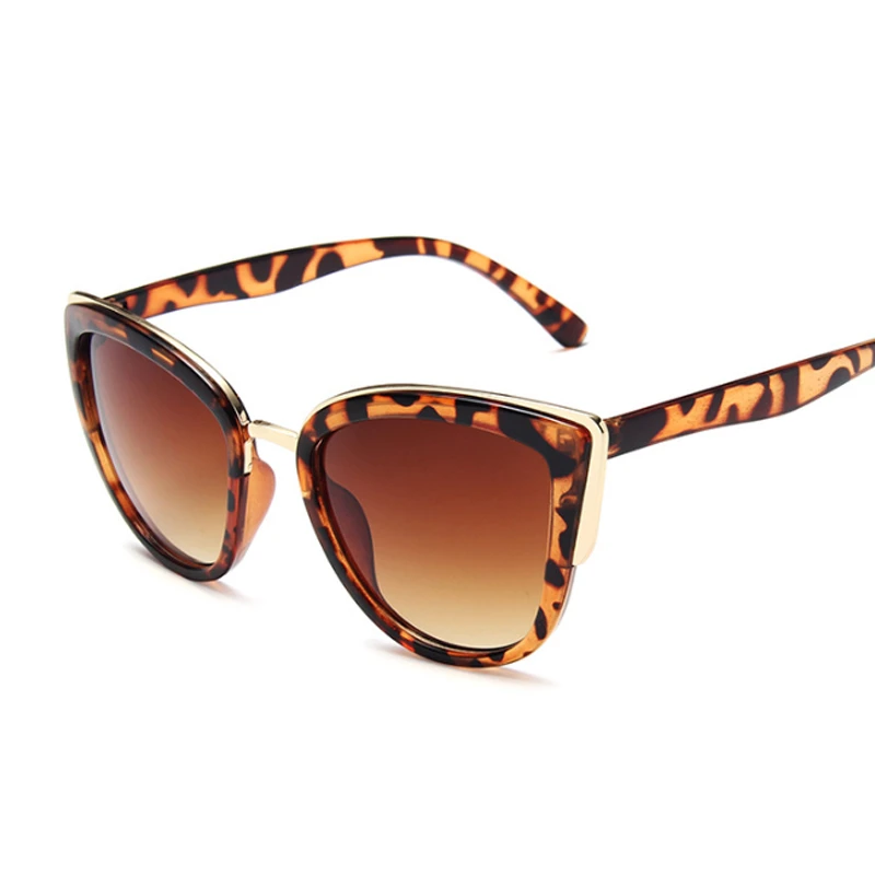 Солнцезащитные очки «кошачий глаз» женские, винтажные модные брендовые дизайнерские пикантные леопардовые очки, цвет черный