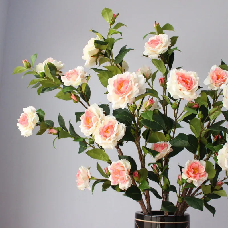 

Large Branches Floor Camellia Decorative Film And Television Filming Props Imitation Flowers Silk Flower Soft Loading Tree White