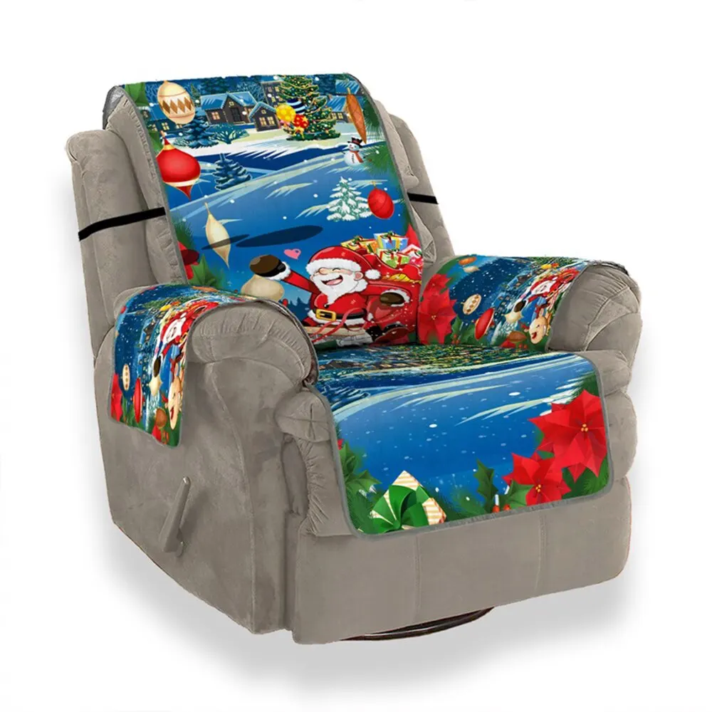 Счастливого Рождества мебель чехлы на сиденья протектор чехол Санта Клаус софа с рисунком диванные покрывала 1/2/3 сидения, цена производителя для Гостиная - Цвет: C