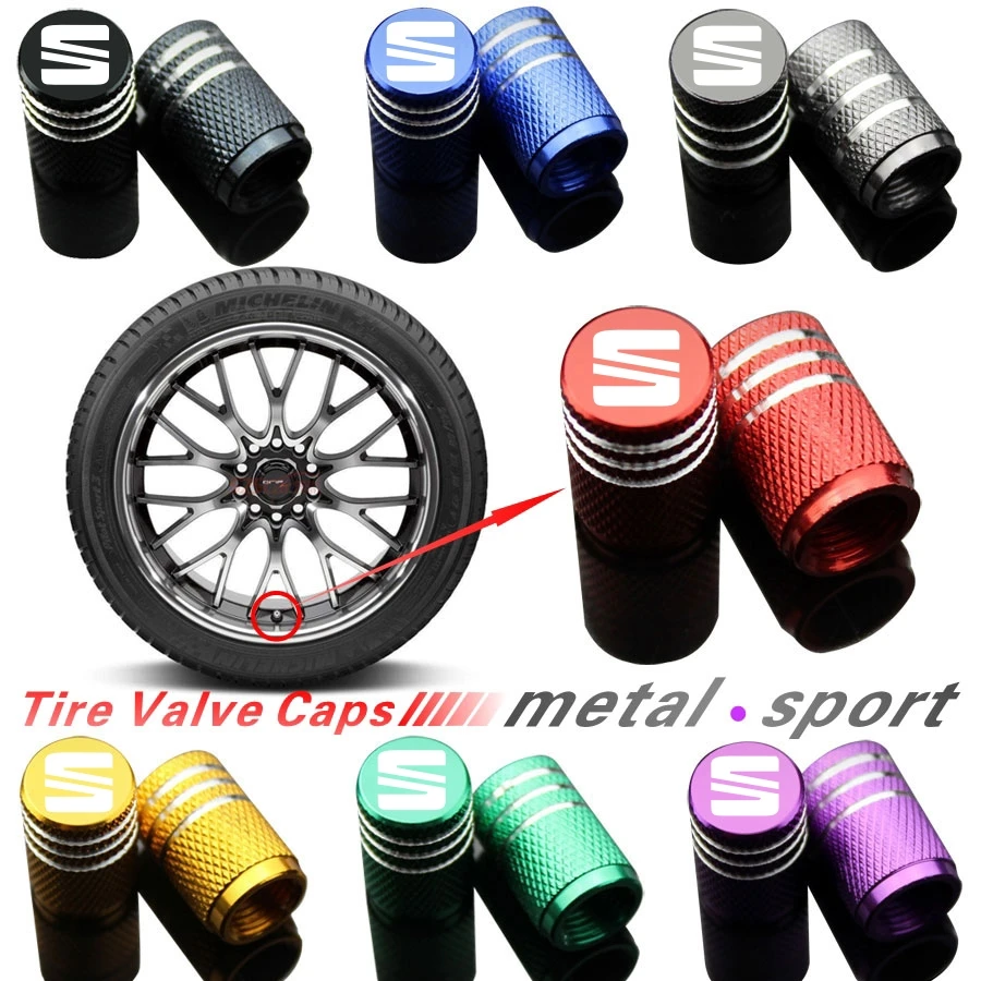 4pcs car styling wheel tire parts valve stem plugs cover For seat leon ibiza Alhambra Exeo Altea Arona Ateca Car Accessories | Автомобили