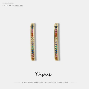 

Yhpup Trendy Minimalist Colorful Cubic Zirconia Stud Earrings Statement Copper Charm Jewelry Gift for Women Party Accessories