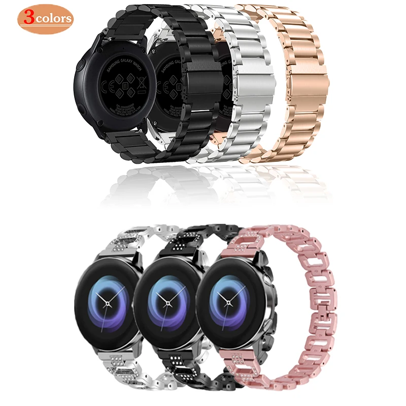 Роскошный ремешок для часов для samsung Galaxy Watch Активный браслет элегантный из нержавеющей стали часы ремешок
