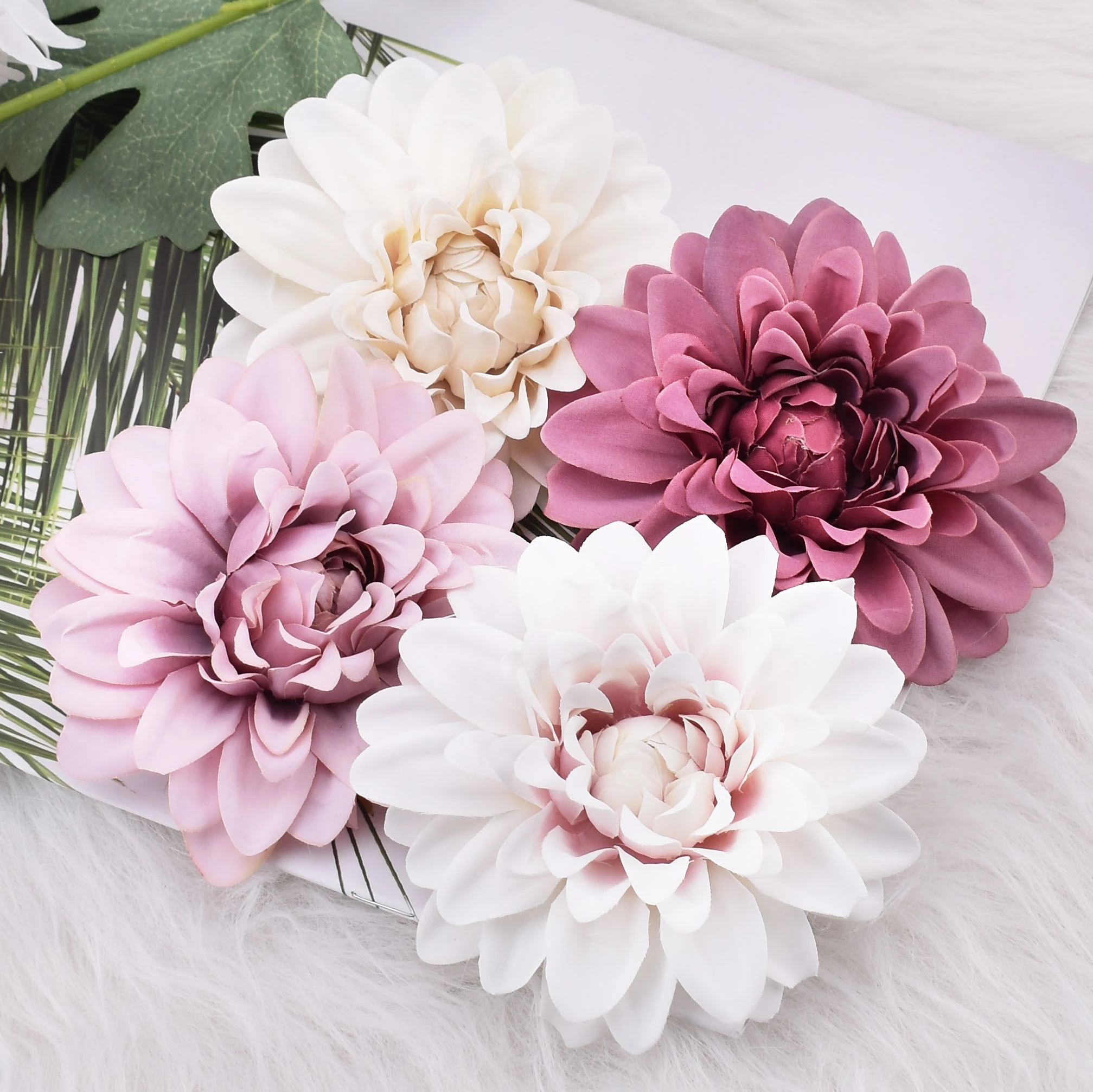 20pcs Dahlia Artificial Silk Flowers Heads For Wedding Decoration Rose