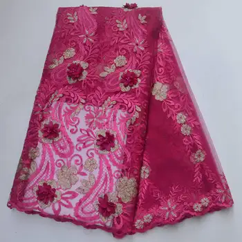 

Nigerian Beaded Lace Fabric 2019 High Quality African 3D french tulle lace fabrics 2019 French Tulle Lace Material CEA-10
