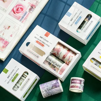 

JIANWU 5pcs/set natural Style Washi Tape Scrapbook DIY Basic Decor Masking Tape School Stationery Store journal supplies