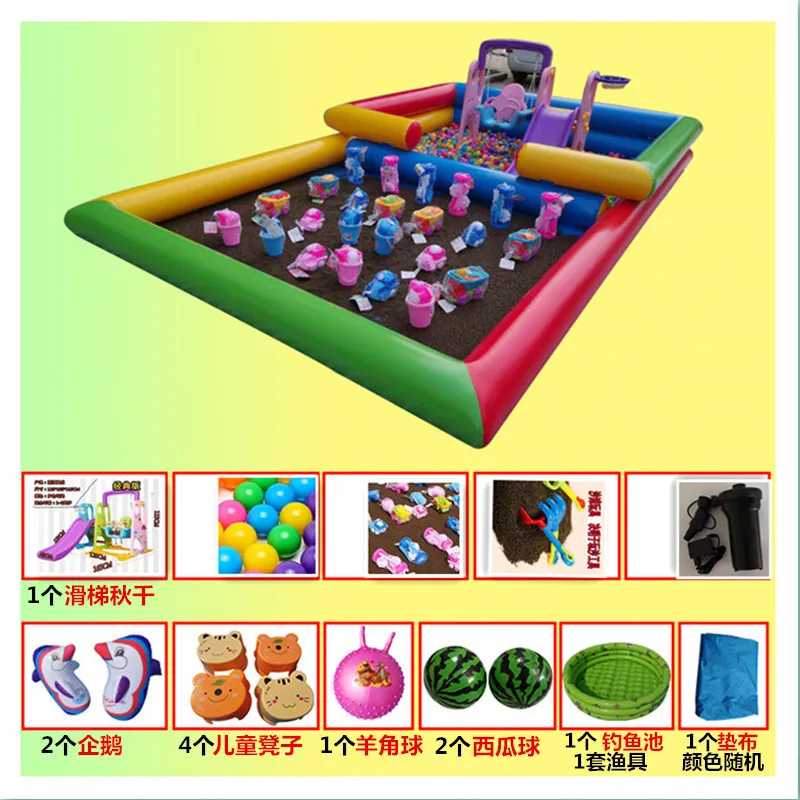 

CHILDREN'S Toy Sandbox Summary Square Inflatable Large Sandbox Set Ming Zi Unisex Marine Ball sha tan chi Play Sand