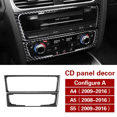 Для Audi A4 A5 S5 углеродное волокно центральной консоли CD панель наклейка покрытие на автомобиль крышка для воздуховода отделка навигации украшение интерьера автомобиля - Название цвета: CD Panel Config A