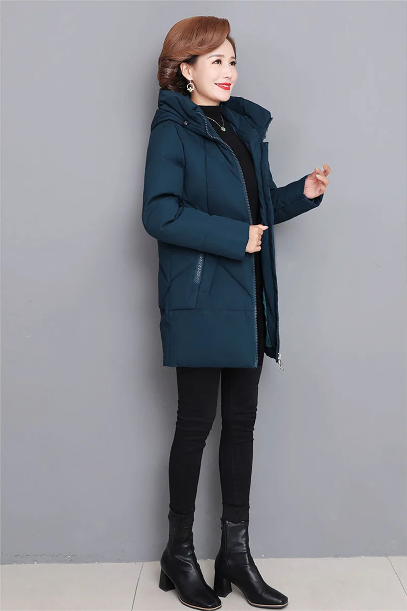 2025 New Winter Padded Jacket Mother Mid-Aged and elderly female Long Cotton-Padded Jacket Thick Parkas Mother Down Cotton Coat