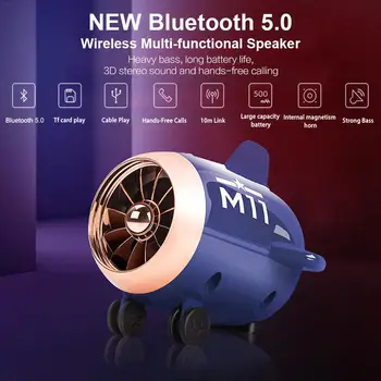 

M11 Small Fighter Mini Bluetooth Speaker Portable FM Radio With Mic USB Port TF Card Wireless Bass Stereo Audio Aircraft Speaker