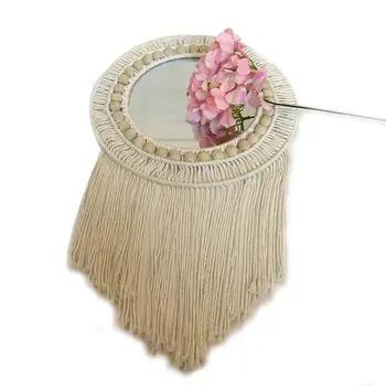 

Sunburst Woven Macrame Wall Hanging Mirror Boho Geometric Decorative Mirror For Apartment Livingroom Bedroom Dorm Room