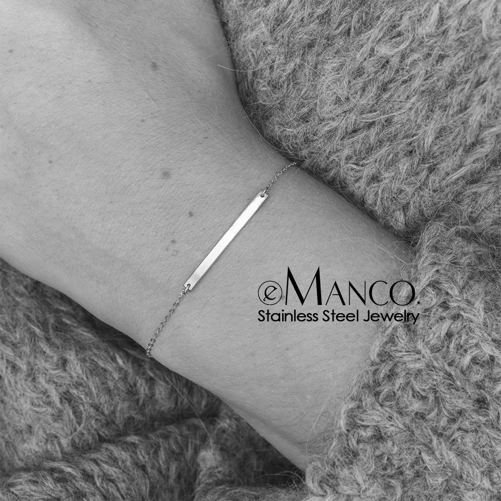 eManco 316L Stainless Steel Bracelet for women Minimalist Personalized Custom Name Bracelet Gifts for women