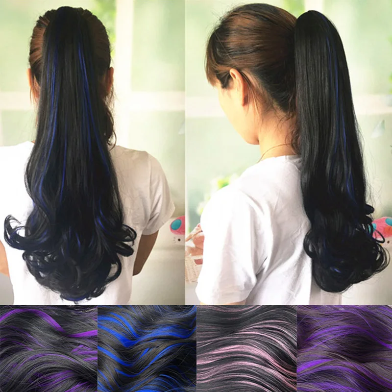

WEILAI Wig ponytail big wave curly ponytail female pear flower roll grip type highlights color roll ponytail claw clip