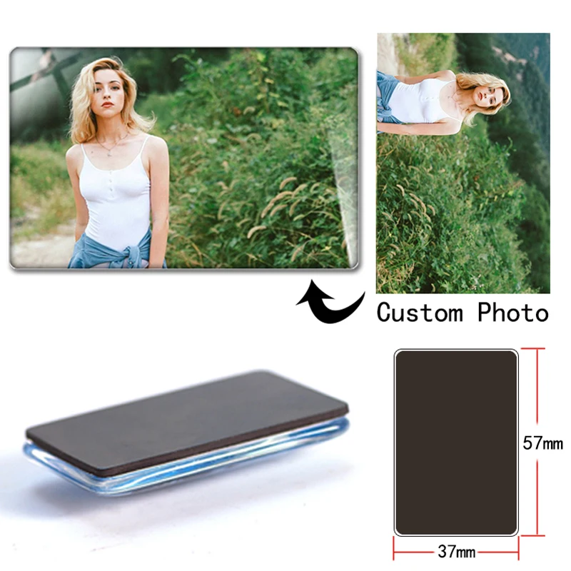 Pegatinas magnéticas personalizadas de cristal para decoración del hogar, pegatinas magnéticas para nevera, recuerdos de viaje, foto personalizada, bricolaje