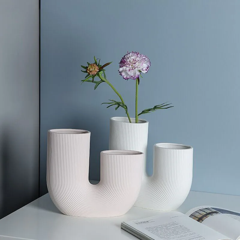 Set Di 3 Vasi In Ceramica Nera Per Decorazione - Forme Diverse - Per Fiori Secchi, Erba Della Pampa E Composizioni - Moderni E Minimal