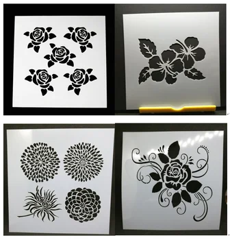 

13*13 Rose flower pvc Layering Stencils for Diy scrapbook coloring,painting stencil,home deco DIY Paper Cards Crafts