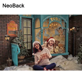 

Neoback Christmas Backdrop Gifts Toy Bear Store Photography Backdrops Winter Snowflake Children backgrounds for photo studio