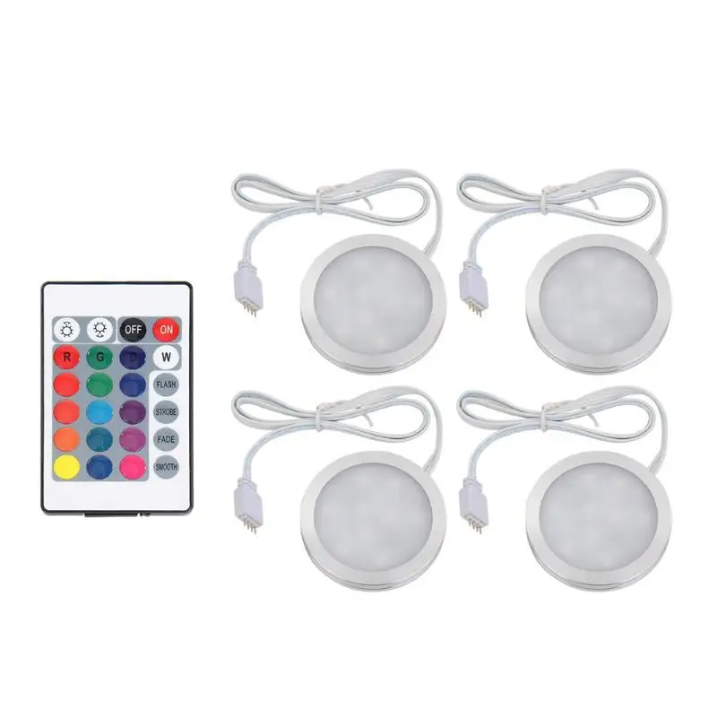 

Four in One RGB Dimmable LED Remote Control Round Downlight Cabinet Lamp
