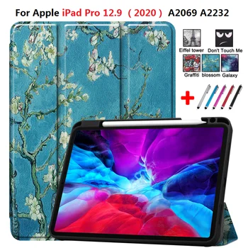 

Apricot blossom/Tower Pattern For Apple iPad Pro 2020 Case 12.9inch 4th Gen Tablet Stand back cover for iPad Pro 12 9 12.9 case