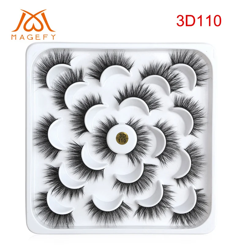10 Pairs False Eyelashes Thick 3D Faux Mink Lashes Makeup Dramatic Long Lashes JS11 - Длина: 04