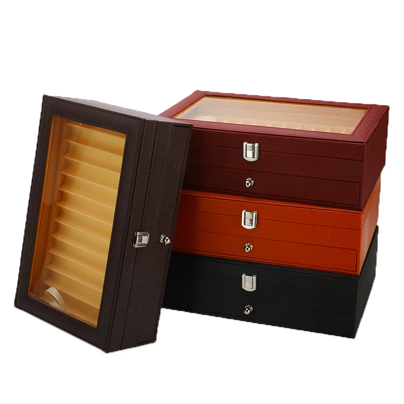 Couro do Plutônio Caneta de Armazenamento Cores para Escolher Portátil Case Canetas Caneta Fonte Display Titular Coletor Organizador Caixa Slot 4 24 4 Material escolar e de escritório