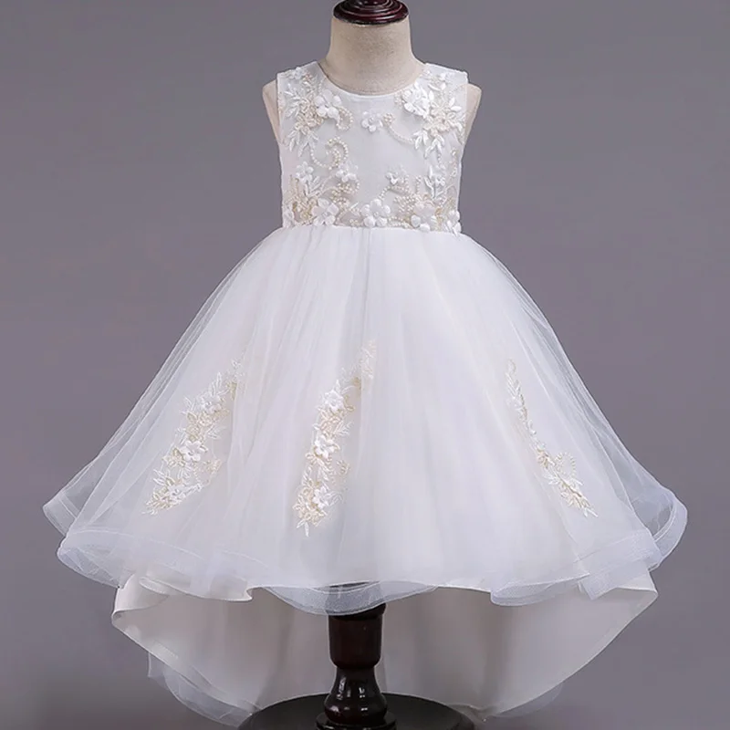 Детское праздничное платье одежда для первого причастия для девочек детский праздничный костюм с цветком Vestido Comunion - Цвет: white