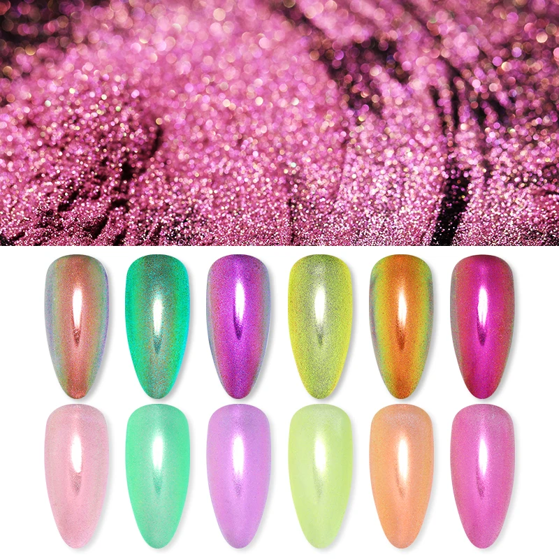 0.3g/Box Colorful Auroras Nail Glitter Pearl Powder Sparkling Chrome Pigment Dust Decoration Power DIY Design | Красота и здоровье