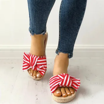 

Women Slides Leisure Bow Flip-Flops Breathable Open Toe Casual chinelos mulher tongs femme claquette femme chaussure 2019