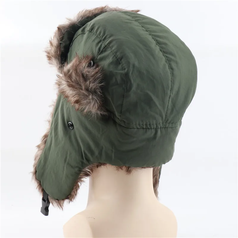 Thermal Faux Fur Winter Bomber Hats Men 