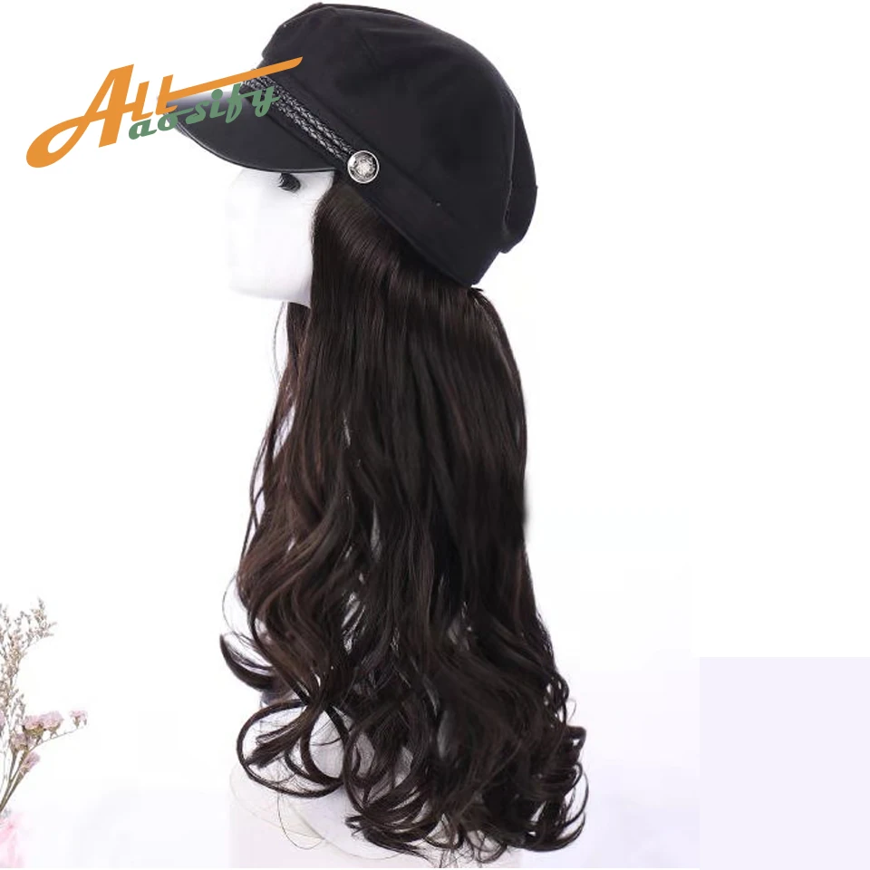 Allaosify зимняя новая модная бейсбольная кепка с синтетическим удлинением волос парик для женщин парики для женщин черный коричневый