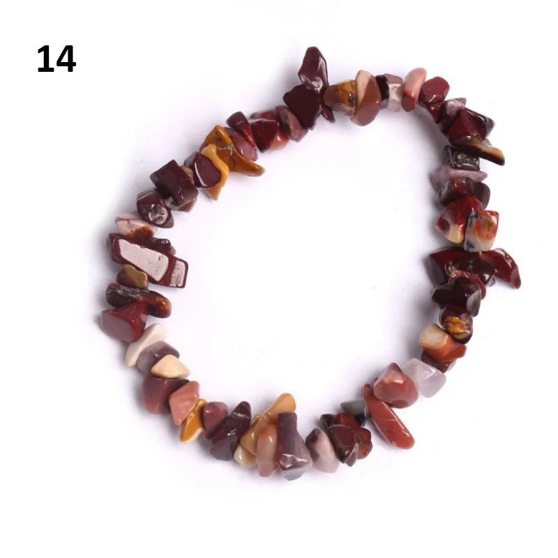 Счастливый камень «reiki» чип бусины браслет натуральный кристалл розовый браслеты для женщин мужчин ювелирные изделия Рождественский подарок - Окраска металла: 14