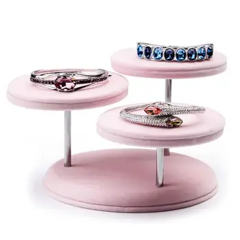

3 Color Creative Velvet 3-Tier Round Jewelry Towers Display Stand Organizer Rack Holder