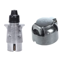 2 предмета 7-контактная вилка прицепа Heavy Duty круглый штифт 7-полюсный разъем проводки 12V фаркоп буксировки Караван грузовиков Разъем N Тип трейлер конец и