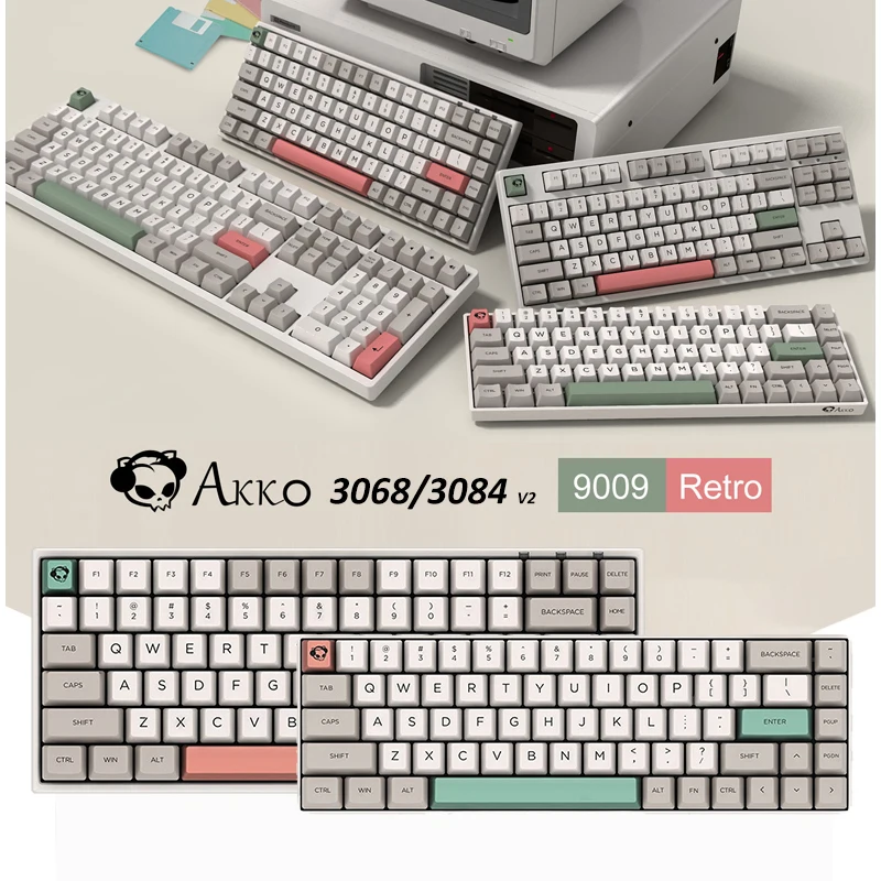 Оригинальная Проводная Механическая игровая клавиатура AKKO 3068/3084 в стиле ретро
