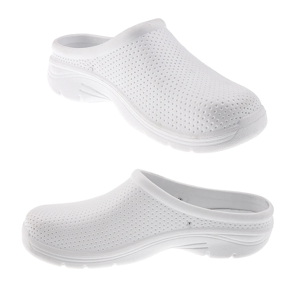 EVA Man Ladies Slip On Low Wedge Hospital Garden Nursing Clogs Mules Comfort Shoes White rain day shoes summer