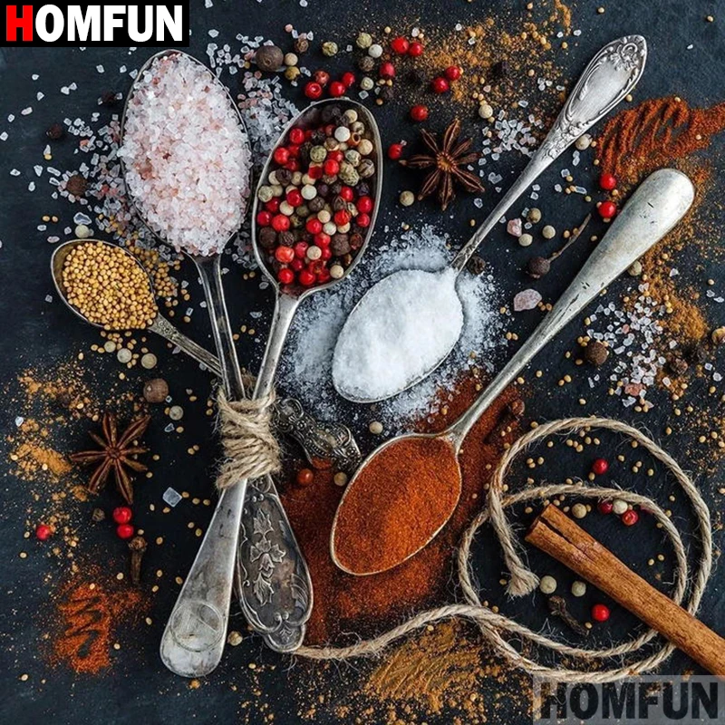 Алмазная 5D Вышивка HOMFUN A27055 картина Кухня специи полная выкладка круглая для