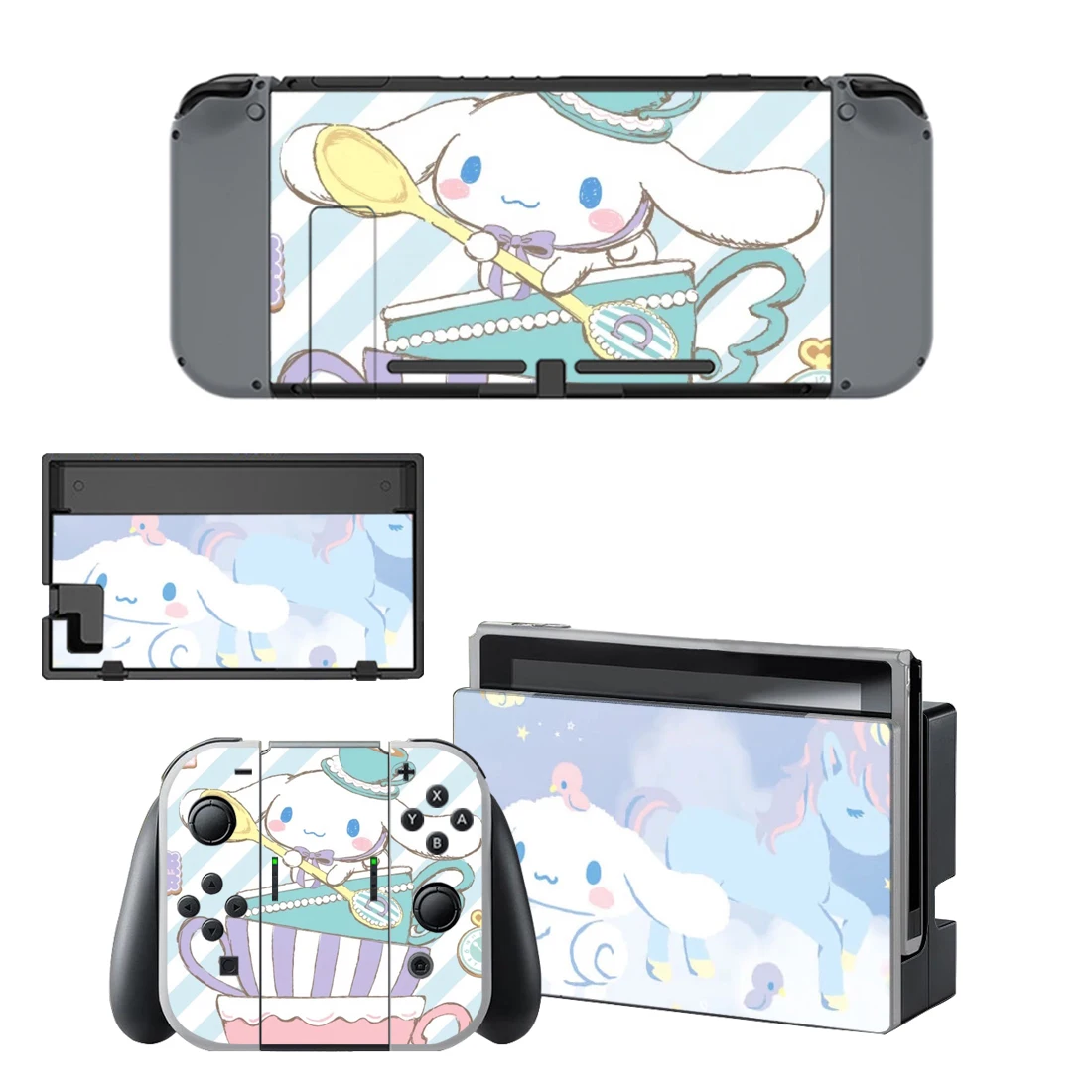 Cinnamoroll nintendo switch, наклейки для nintendo Switch, наклейки для nintendo Switch, консоли Joy-con, наклейки для док-станции контроллера