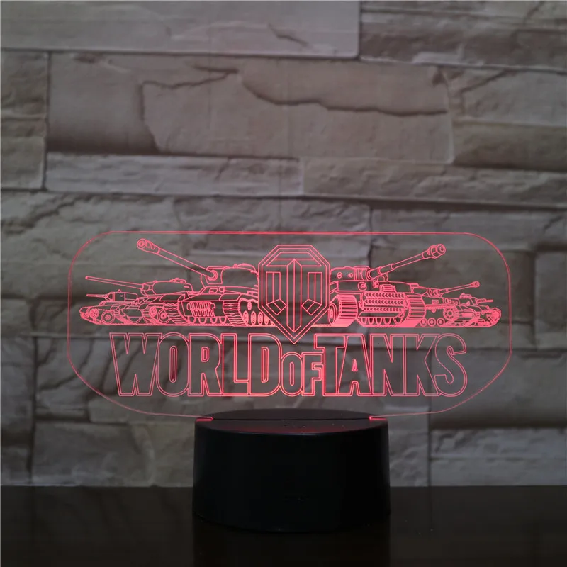 World Tank Car 3D ночник Иллюзия 3D лампа светодиодный 7 цветов changingTouch Настольная лампа для детского подарка на день рождения 1844