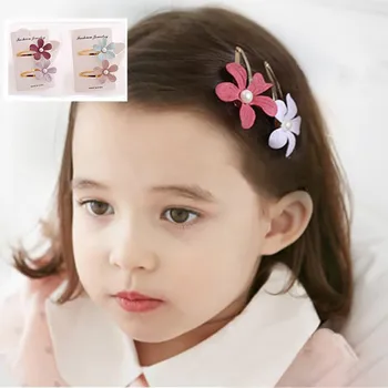 

New Super Baby Girls Hair Clips Cute Flower Shape With Pearl Design Hair Pin Set Children Hairpin Princess Hair Accessories Hot