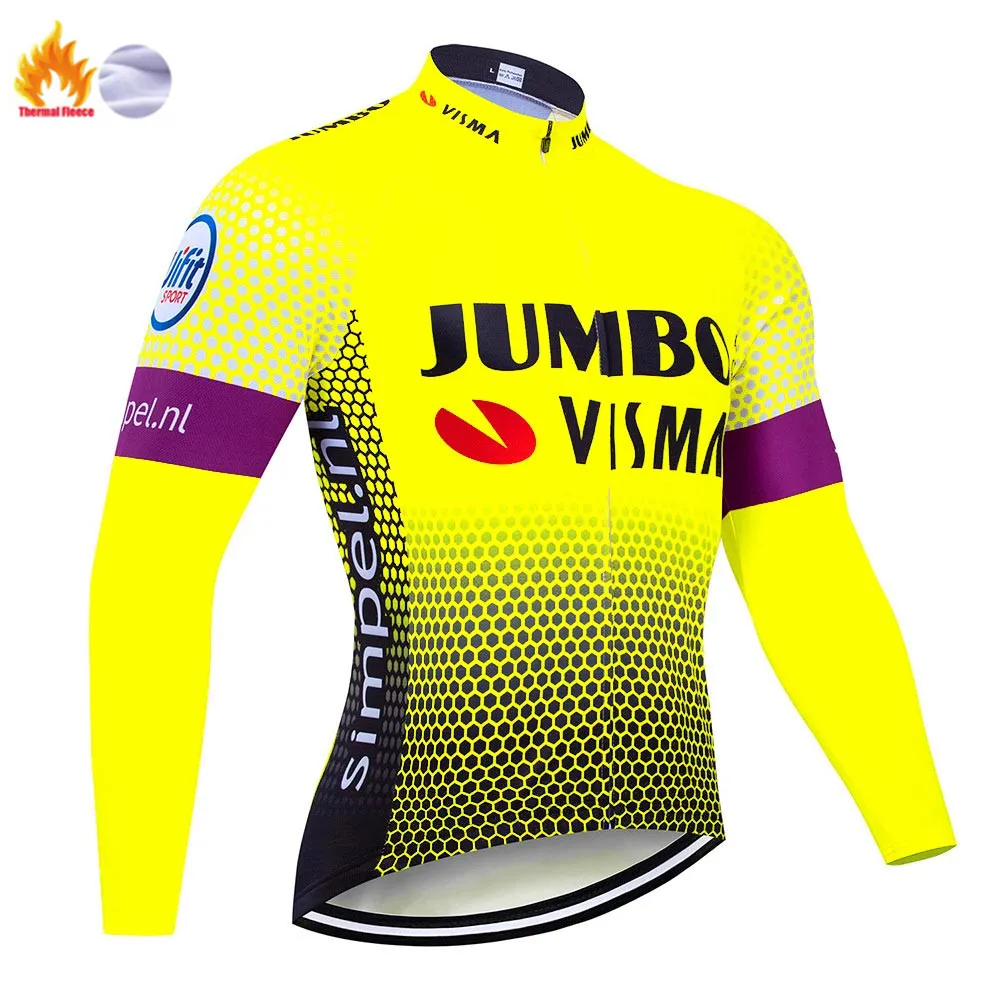 Флуоресцентный JUMBO VISMO Велоспорт Джерси 9D Pad велосипед брюки костюм Ropa Ciclismo термальная флисовая велосипедная Одежда Майо брюки одежда - Цвет: Winter Jersey