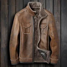 Мужская кожаная куртка из натуральной овчины, пальто для мужчин, зимняя куртка из натуральной шерсти, меховая подкладка, теплые куртки F-PGD-78012 MY1867