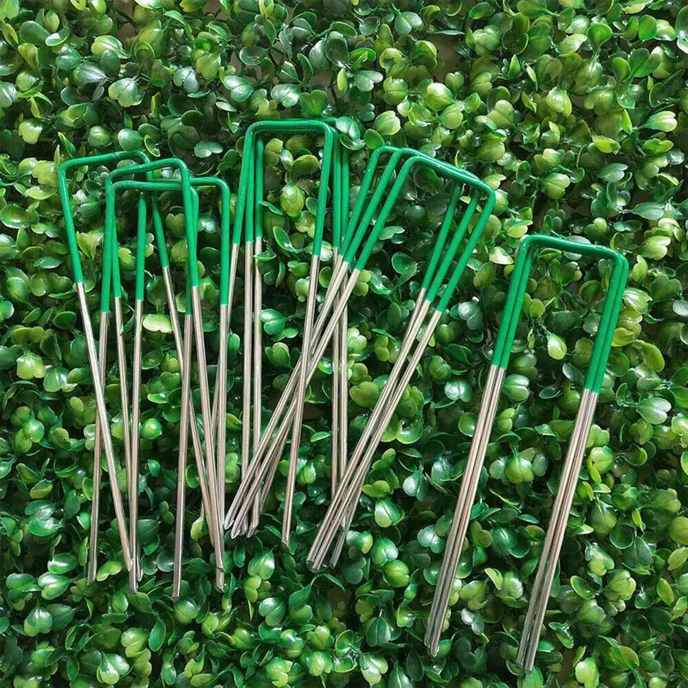 Ancrages anti-sol pour la toison de mauvaises herbes, chevilles en acier  galvanisé dans un ensemble pour la fixation de l'herbe, 50pcs