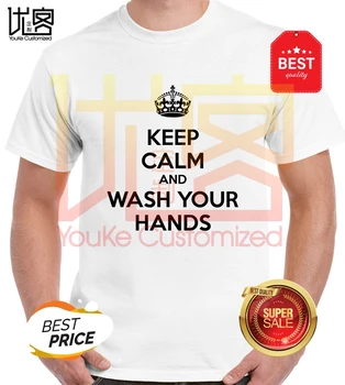

Keep Calm and Wash Your Hands T-Shirt Keep Calm T-Shirt men's women's 100% cotton short sleeves tops tee
