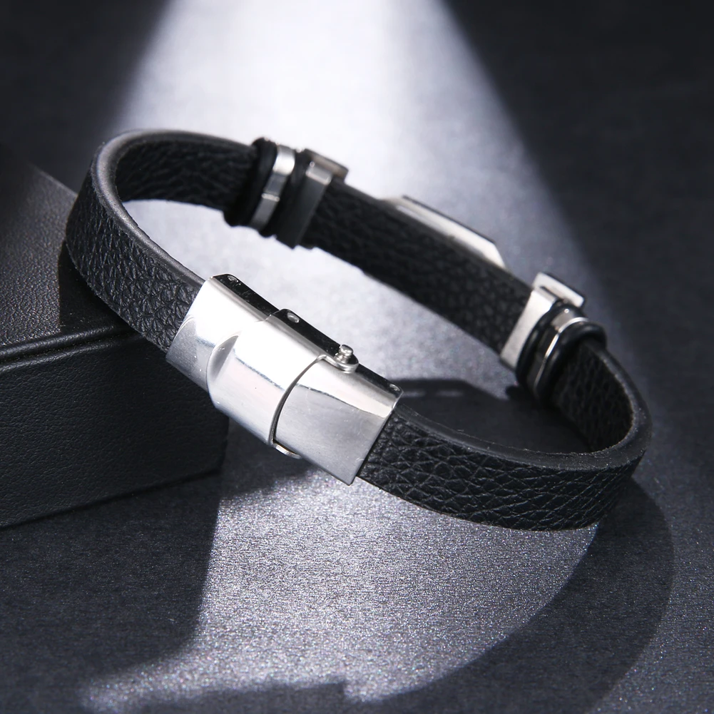 Trend Glamour Jewelry Classical Stainless Steel Music Symbol Bracelet Leather Cuff Bracelet Men And Women Pulsera Hombre bracelet jewelry