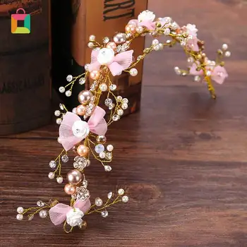 

Fashionable headdress pink wreath girl headband flower crown bridal hairband headdress hair accessories bohemian Glittery